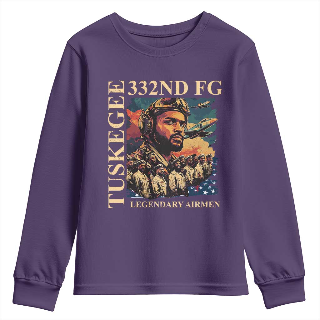 Tuskegee Airman Youth Sweatshirt American Heroes US Pilots Black History TS09 Purple Print Your Wear