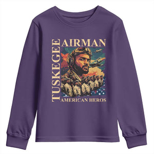 Tuskegee Airman Youth Sweatshirt American Heroes US Pilots Black History TS09 Purple Print Your Wear