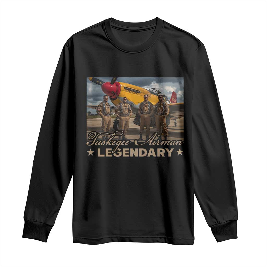 Tuskegee Airman Long Sleeve Shirt Legendary US Pilots Black History TS09 Black Print Your Wear