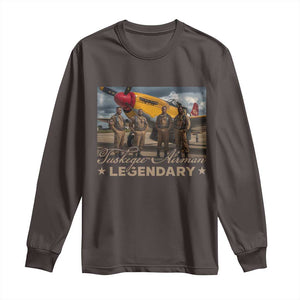 Tuskegee Airman Long Sleeve Shirt Legendary US Pilots Black History TS09 Dark Chocolate Print Your Wear