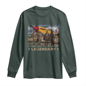 Tuskegee Airman Long Sleeve Shirt Legendary US Pilots Black History TS09 Dark Forest Green Print Your Wear