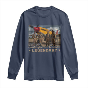 Tuskegee Airman Long Sleeve Shirt Legendary US Pilots Black History TS09 Navy Print Your Wear