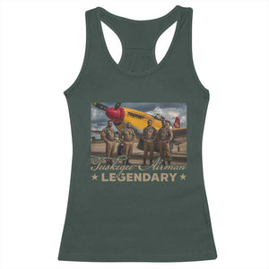 Tuskegee Airman Racerback Tank Top Legendary US Pilots Black History TS09 Dark Forest Green Print Your Wear