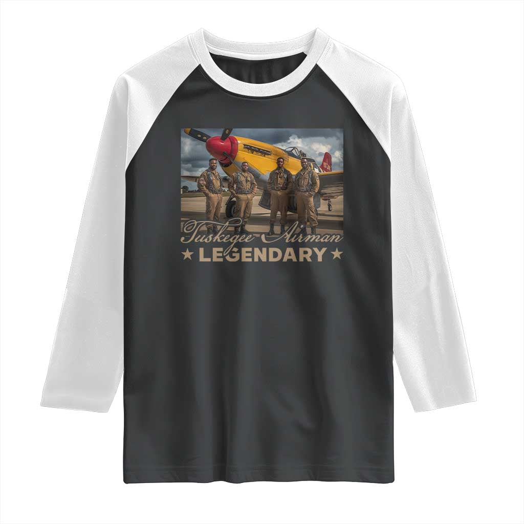 Tuskegee Airman Raglan Shirt Legendary US Pilots Black History TS09 Black White Print Your Wear