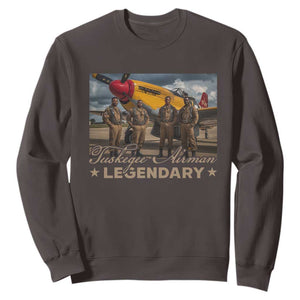 Tuskegee Airman Sweatshirt Legendary US Pilots Black History TS09 Dark Chocolate Print Your Wear