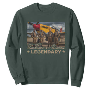 Tuskegee Airman Sweatshirt Legendary US Pilots Black History TS09 Dark Forest Green Print Your Wear