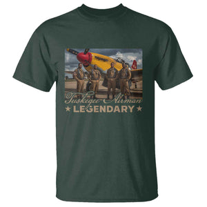 Tuskegee Airman T Shirt Legendary US Pilots Black History TS09 Dark Forest Green Print Your Wear