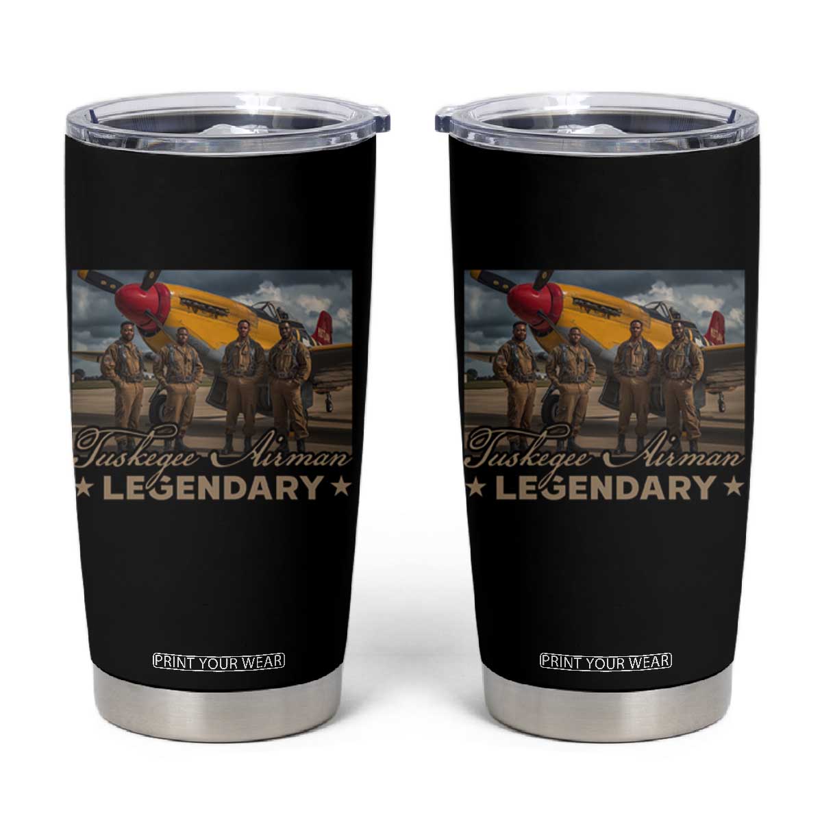 Tuskegee Airman Tumbler Cup Legendary US Pilots Black History TS09 Black Print Your Wear