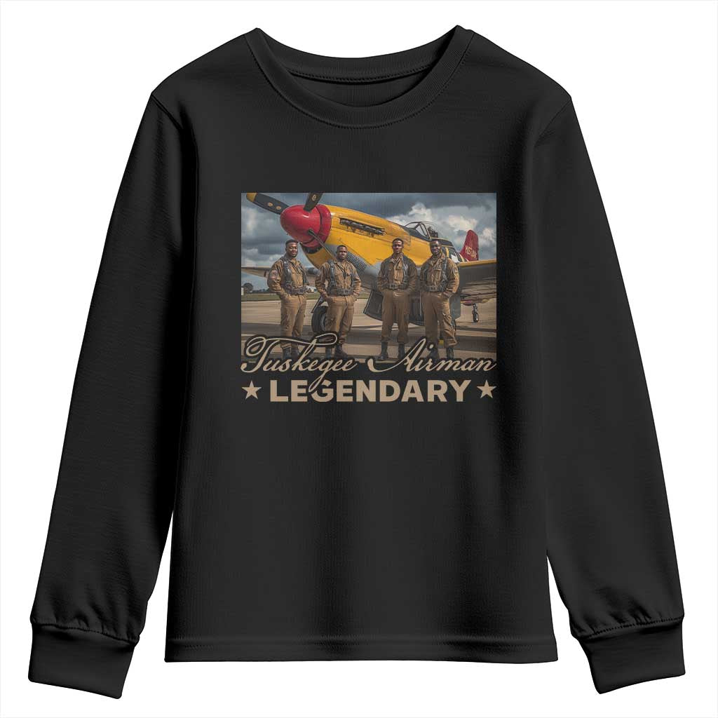 Tuskegee Airman Youth Sweatshirt Legendary US Pilots Black History TS09 Black Print Your Wear