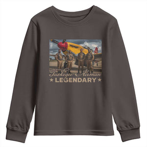 Tuskegee Airman Youth Sweatshirt Legendary US Pilots Black History TS09 Dark Chocolate Print Your Wear