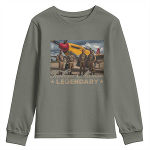 Tuskegee Airman Youth Sweatshirt Legendary US Pilots Black History TS09 Military Green Print Your Wear