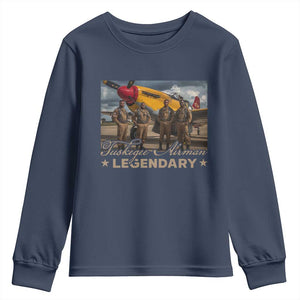 Tuskegee Airman Youth Sweatshirt Legendary US Pilots Black History TS09 Navy Print Your Wear