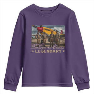 Tuskegee Airman Youth Sweatshirt Legendary US Pilots Black History TS09 Purple Print Your Wear