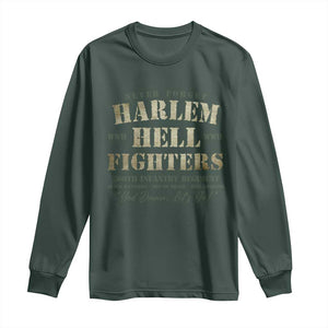 Harlem Hellfighters Long Sleeve Shirt American Black History Military Soldiers TS09 Dark Forest Green Print Your Wear