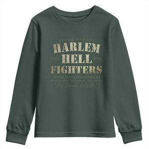 Harlem Hellfighters Youth Sweatshirt American Black History Military Soldiers TS09 Dark Forest Green Print Your Wear