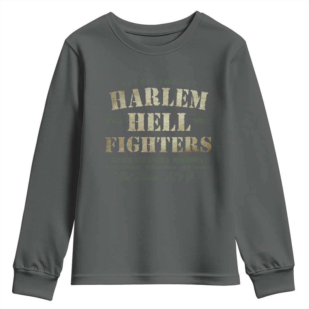 Harlem Hellfighters Youth Sweatshirt American Black History Military Soldiers TS09 Dark Heather Print Your Wear