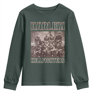 Harlem Hellfighters Youth Sweatshirt The 369th Infantry Regiment American Black History Military Soldiers TS09 Dark Forest Green Print Your Wear