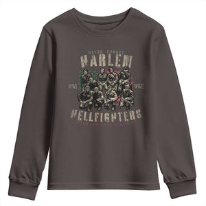 Harlem Hellfighters Youth Sweatshirt American Military Soldiers Black History TS09 Dark Chocolate Print Your Wear