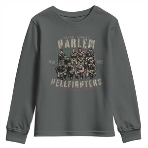 Harlem Hellfighters Youth Sweatshirt American Military Soldiers Black History TS09 Dark Heather Print Your Wear