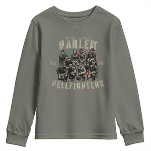 Harlem Hellfighters Youth Sweatshirt American Military Soldiers Black History TS09 Military Green Print Your Wear