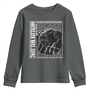 Black Panther Party Youth Sweatshirt 761st Tank Battalion Black History TS09 Dark Heather Print Your Wear