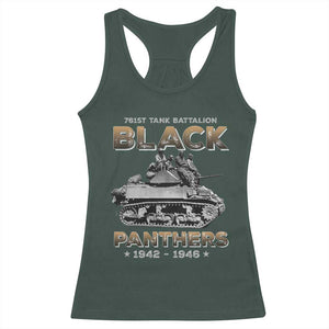 761st Tank Battalion Tribute Black Panther Party History Racerback Tank Top TS09 Dark Forest Green Print Your Wear