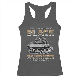 761st Tank Battalion Tribute Black Panther Party History Racerback Tank Top TS09 Dark Heather Print Your Wear