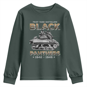 761st Tank Battalion Tribute Black Panther Party History Youth Sweatshirt TS09 Dark Forest Green Print Your Wear