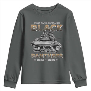 761st Tank Battalion Tribute Black Panther Party History Youth Sweatshirt TS09 Dark Heather Print Your Wear