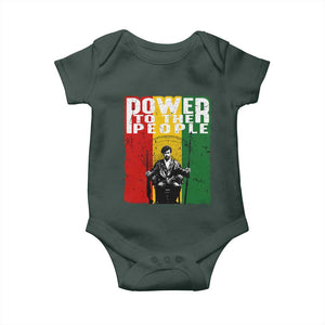 Black Panther Party Huey P. Newton Baby Onesie Power To The People Black History TS09 Dark Forest Green Print Your Wear