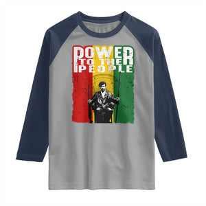 Black Panther Party Huey P. Newton Raglan Shirt Power To The People Black History TS09 Sport Gray Navy Print Your Wear