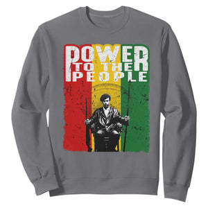 Black Panther Party Huey P. Newton Sweatshirt Power To The People Black History TS09 Charcoal Print Your Wear