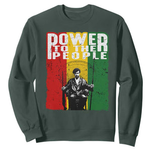 Black Panther Party Huey P. Newton Sweatshirt Power To The People Black History TS09 Dark Forest Green Print Your Wear