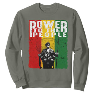 Black Panther Party Huey P. Newton Sweatshirt Power To The People Black History TS09 Military Green Print Your Wear