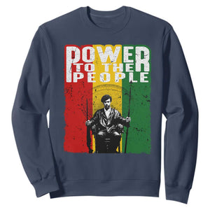 Black Panther Party Huey P. Newton Sweatshirt Power To The People Black History TS09 Navy Print Your Wear