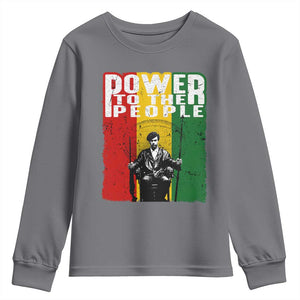 Black Panther Party Huey P. Newton Youth Sweatshirt Power To The People Black History TS09 Charcoal Print Your Wear