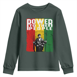 Black Panther Party Huey P. Newton Youth Sweatshirt Power To The People Black History TS09 Dark Forest Green Print Your Wear