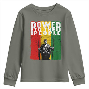 Black Panther Party Huey P. Newton Youth Sweatshirt Power To The People Black History TS09 Military Green Print Your Wear