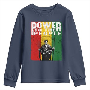 Black Panther Party Huey P. Newton Youth Sweatshirt Power To The People Black History TS09 Navy Print Your Wear