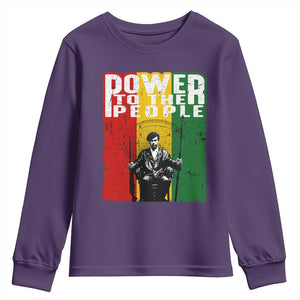 Black Panther Party Huey P. Newton Youth Sweatshirt Power To The People Black History TS09 Purple Print Your Wear