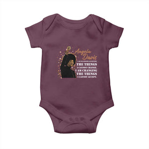 Angela Davis Baby Onesie I Am Changing The Things I Cannot Accept Black Panther Party History TS09 Maroon Print Your Wear