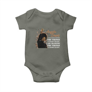 Angela Davis Baby Onesie I Am Changing The Things I Cannot Accept Black Panther Party History TS09 Military Green Print Your Wear