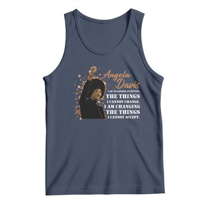 Angela Davis Tank Top I Am Changing The Things I Cannot Accept Black Panther Party History TS09 Navy Print Your Wear