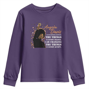 Angela Davis Youth Sweatshirt I Am Changing The Things I Cannot Accept Black Panther Party History TS09 Purple Print Your Wear