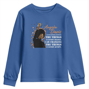 Angela Davis Youth Sweatshirt I Am Changing The Things I Cannot Accept Black Panther Party History TS09 Royal Blue Print Your Wear