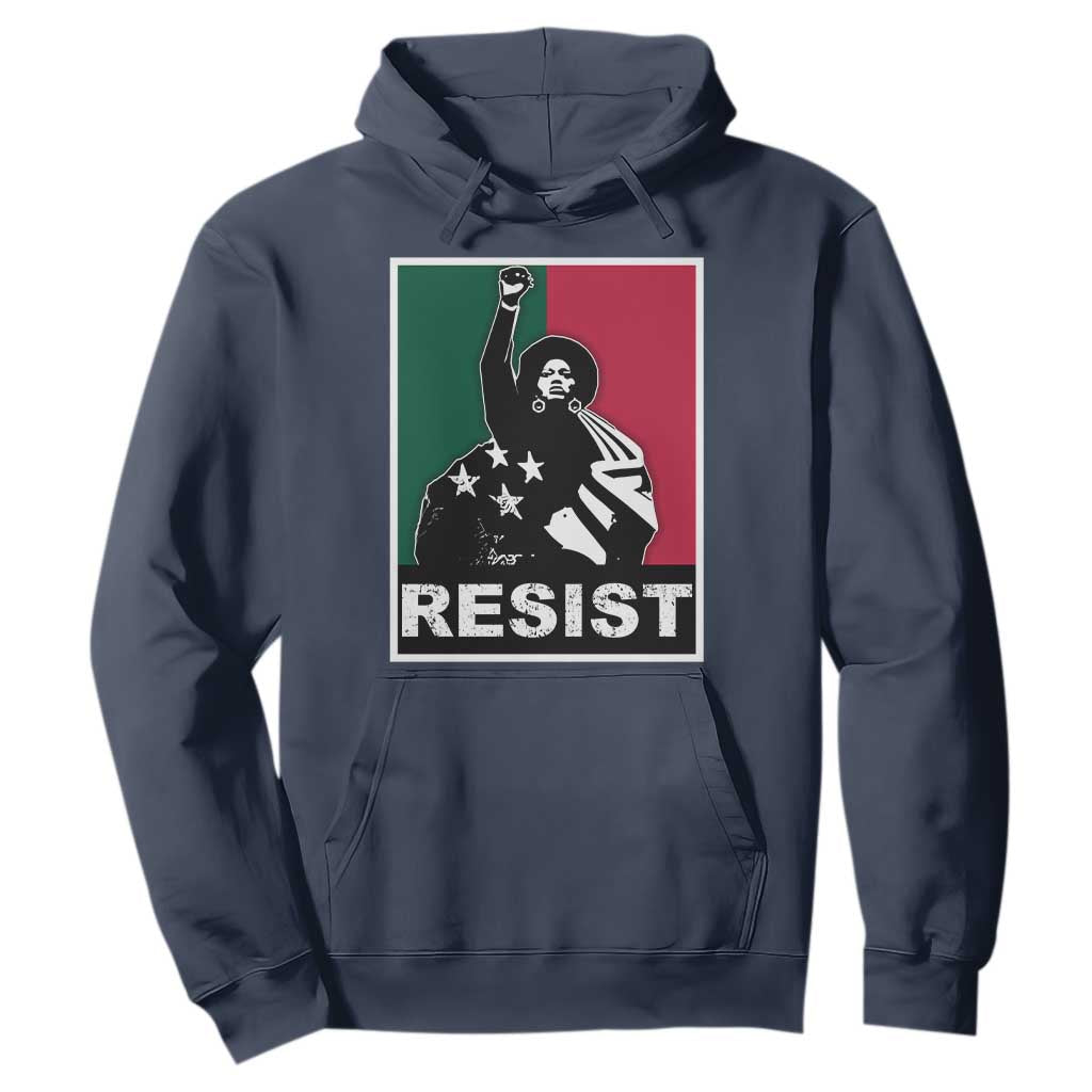Resist Angela Davis Hoodie Black Panther Party History Civil Rights TS09 Navy Print Your Wear