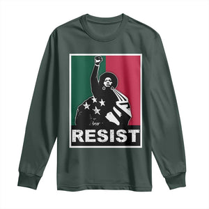 Resist Angela Davis Long Sleeve Shirt Black Panther Party History Civil Rights TS09 Dark Forest Green Print Your Wear