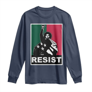 Resist Angela Davis Long Sleeve Shirt Black Panther Party History Civil Rights TS09 Navy Print Your Wear