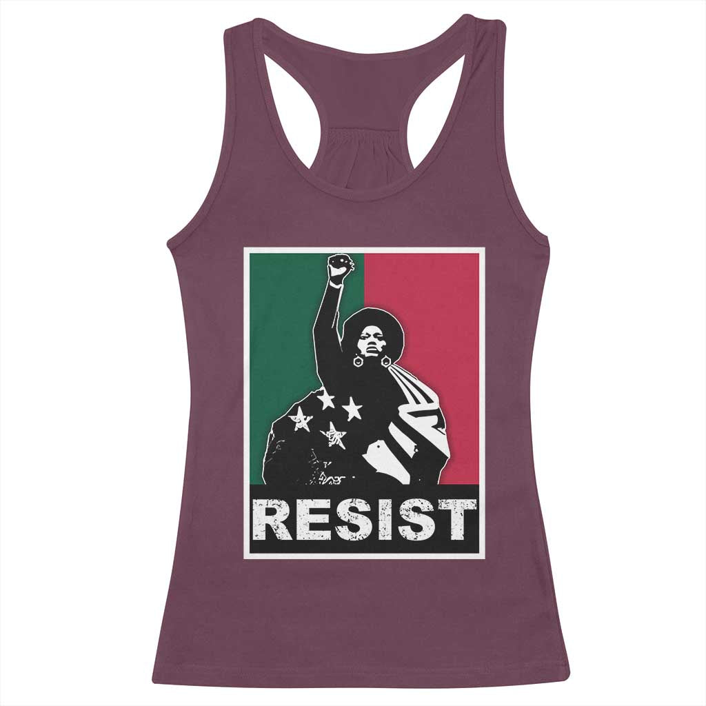 Resist Angela Davis Racerback Tank Top Black Panther Party History Civil Rights TS09 Maroon Print Your Wear