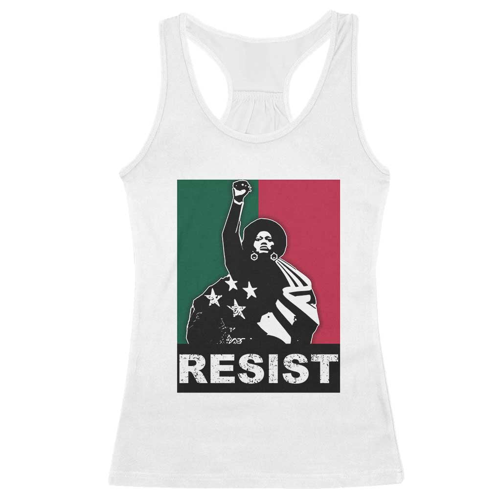Resist Angela Davis Racerback Tank Top Black Panther Party History Civil Rights TS09 White Print Your Wear
